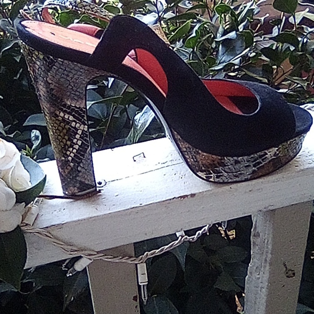 Via Spiga High High Heels Leather Snake Skin Size 10 M Made In Italy. - Picture 3 of 9